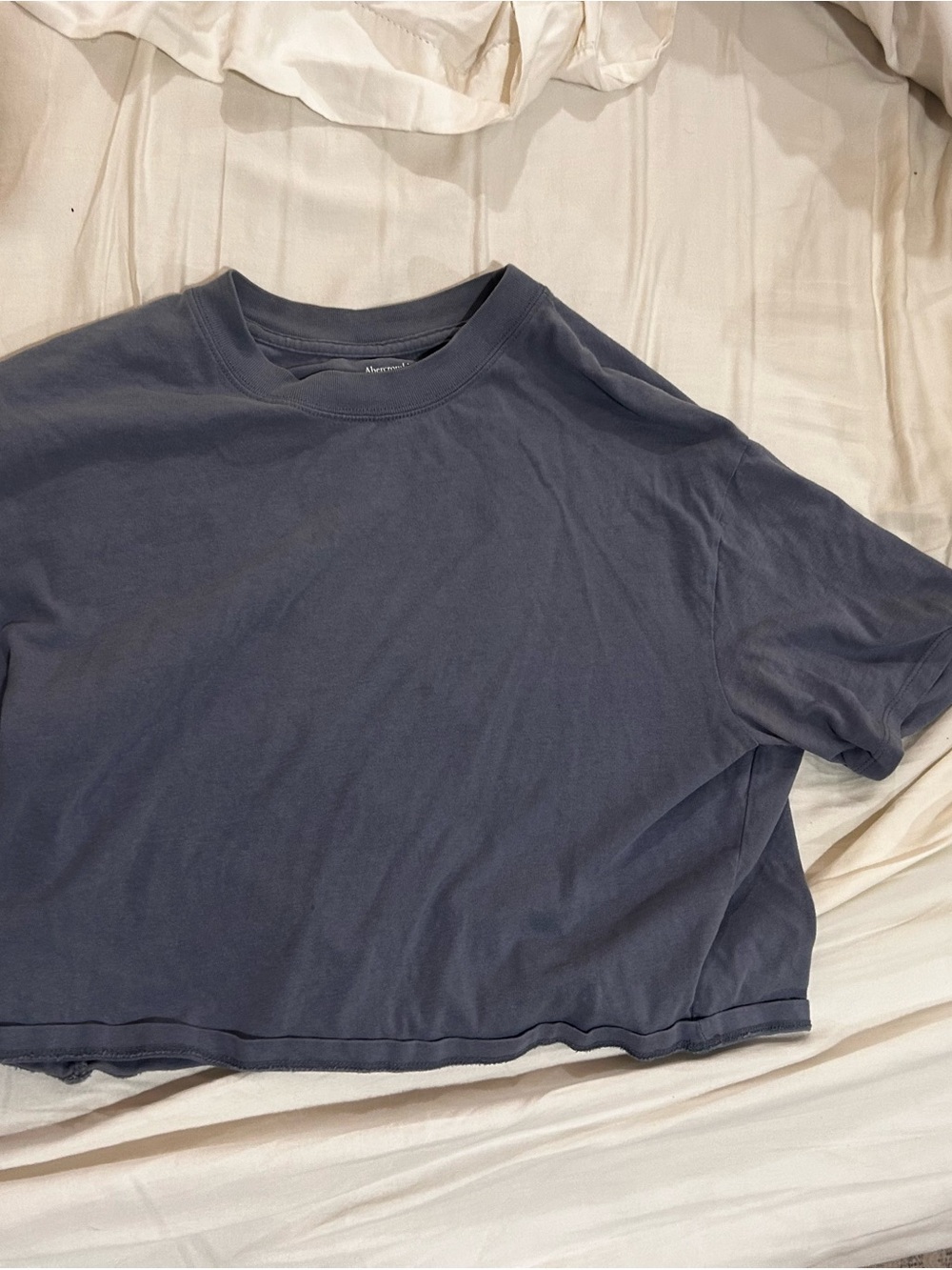 Abercrombie & Fitch Short Sleeve Crewneck Crop Top Tee - Dusty Blue